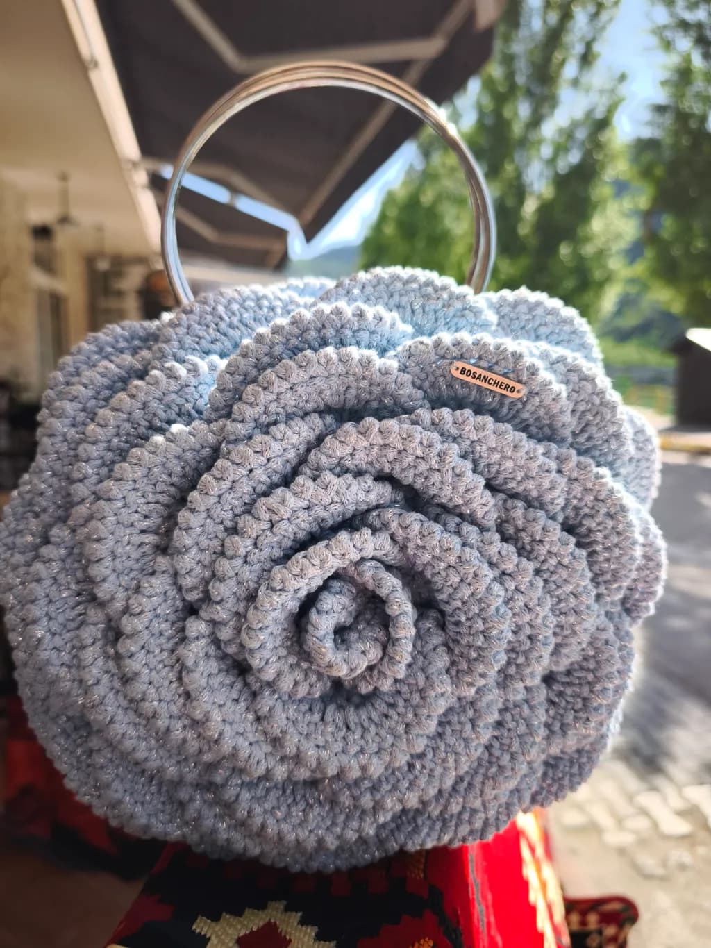 Whimsical Blue Rose Handbag: A Crochet Masterpiece for Every Occasion