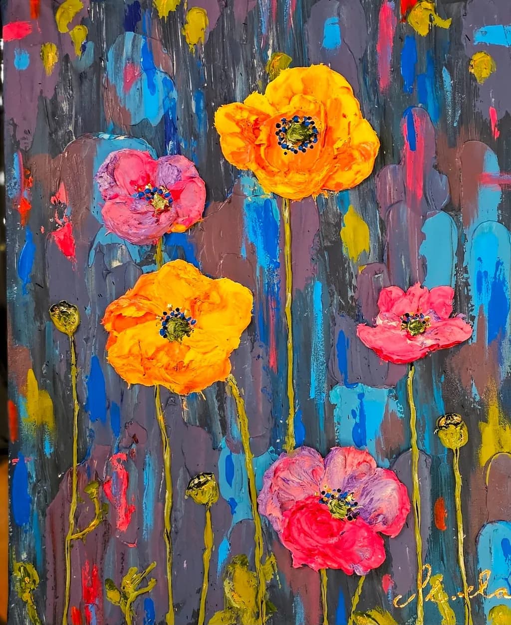 Vibrant Whispers: A Dance of Colorful Poppies in Bloom