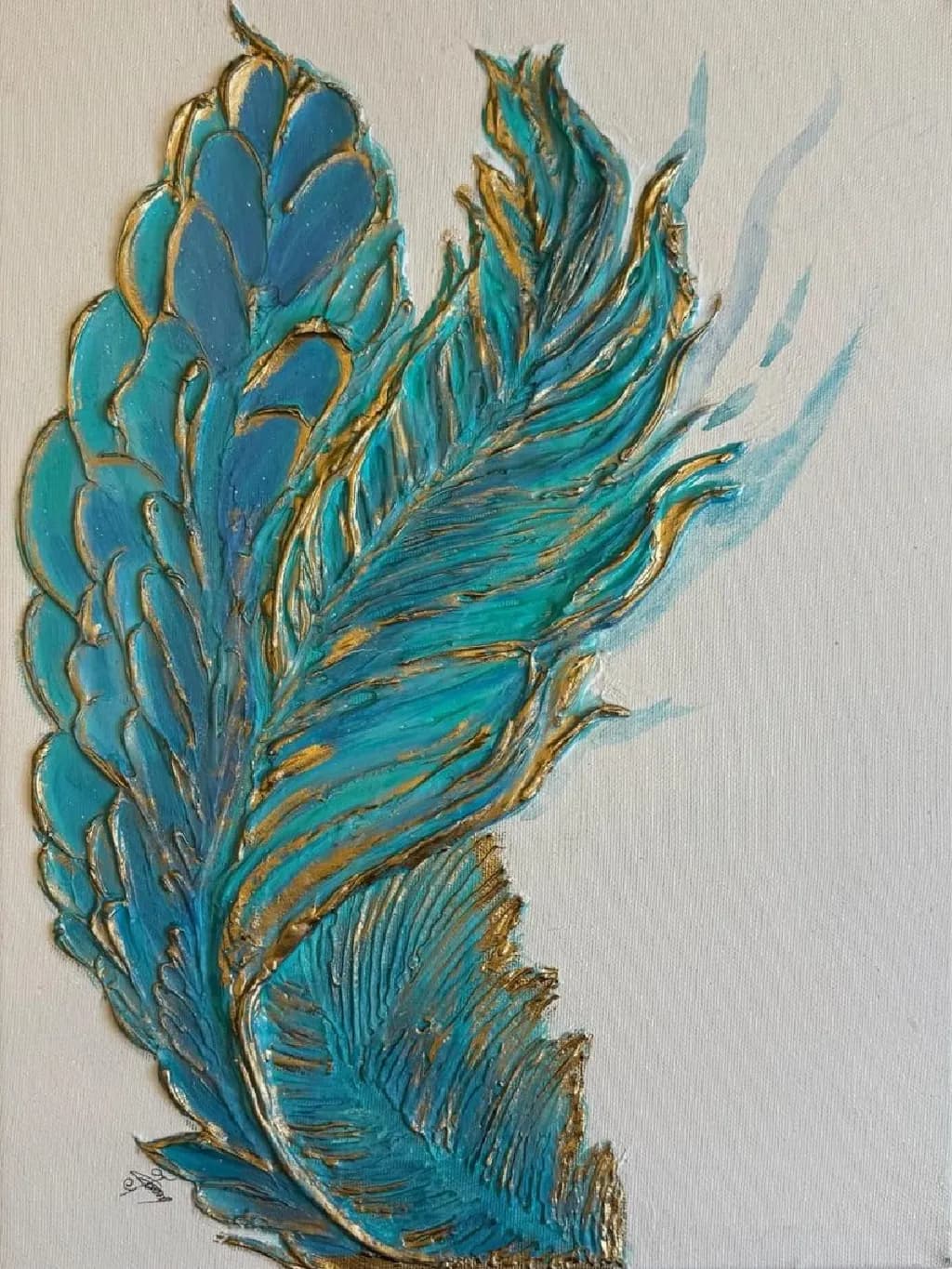 Whispers of the Ocean: A Vibrant Dance of Blue and Gold Feathers