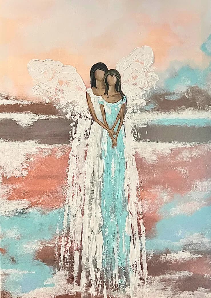 Embrace of Serene Angels: A Colorful Journey into Ethereal Connection