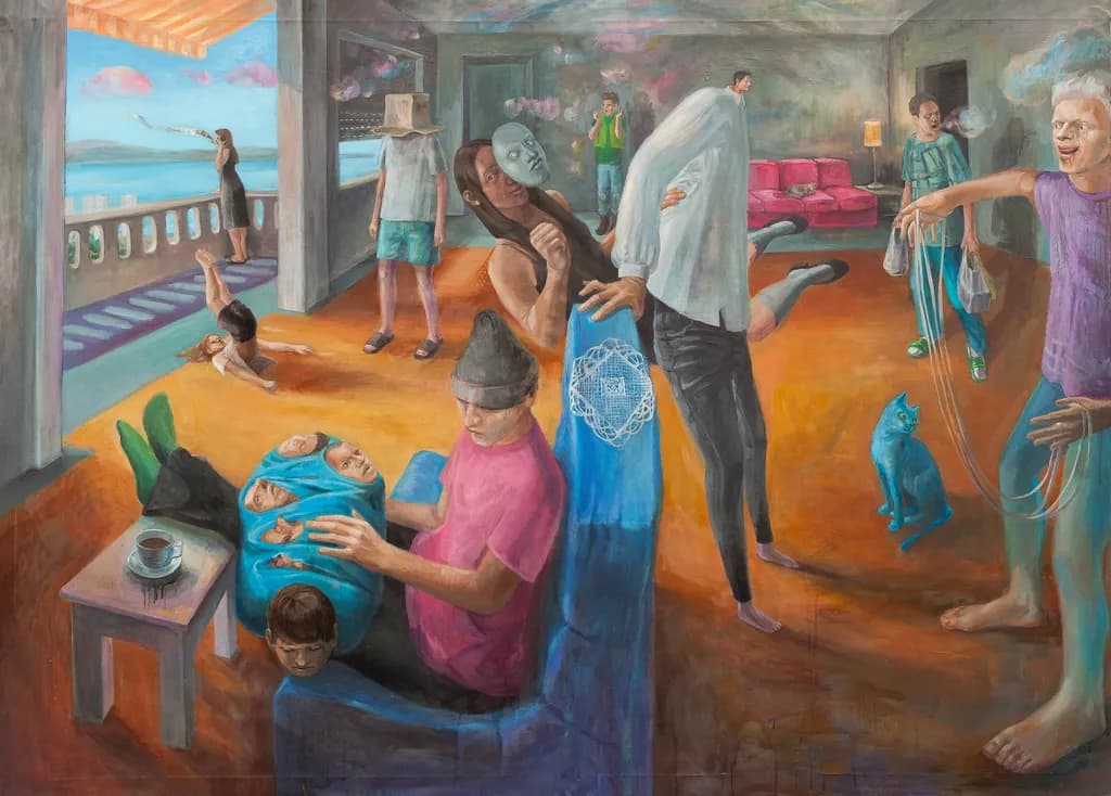Surreal Gatherings: A Whimsical Exploration of Everyday Life and Imagination