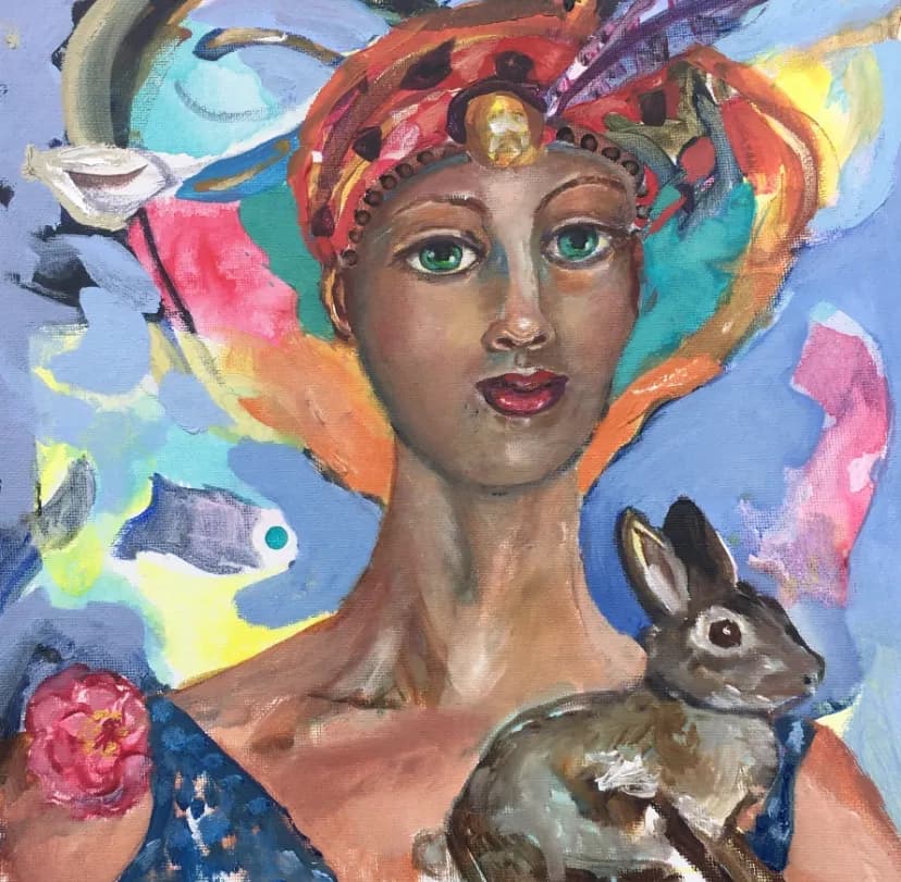 Whimsical Harmony: A Portrait of Grace with Nature's Companion