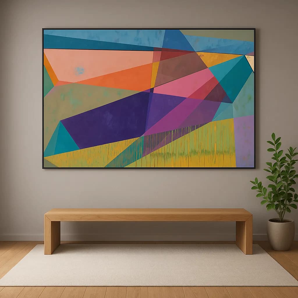 Vibrant Geometric Harmony: A Dance of Color and Form in Abstract Art
