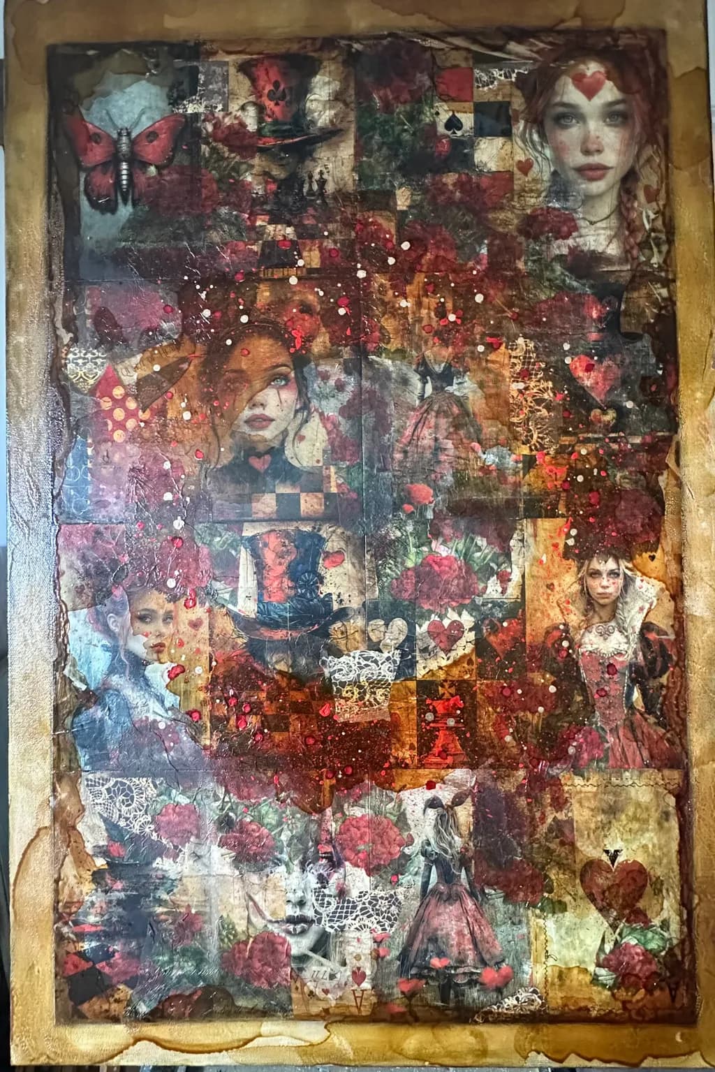 Whimsical Vintage Collage: A Fantasy Journey Through Hearts and Roses