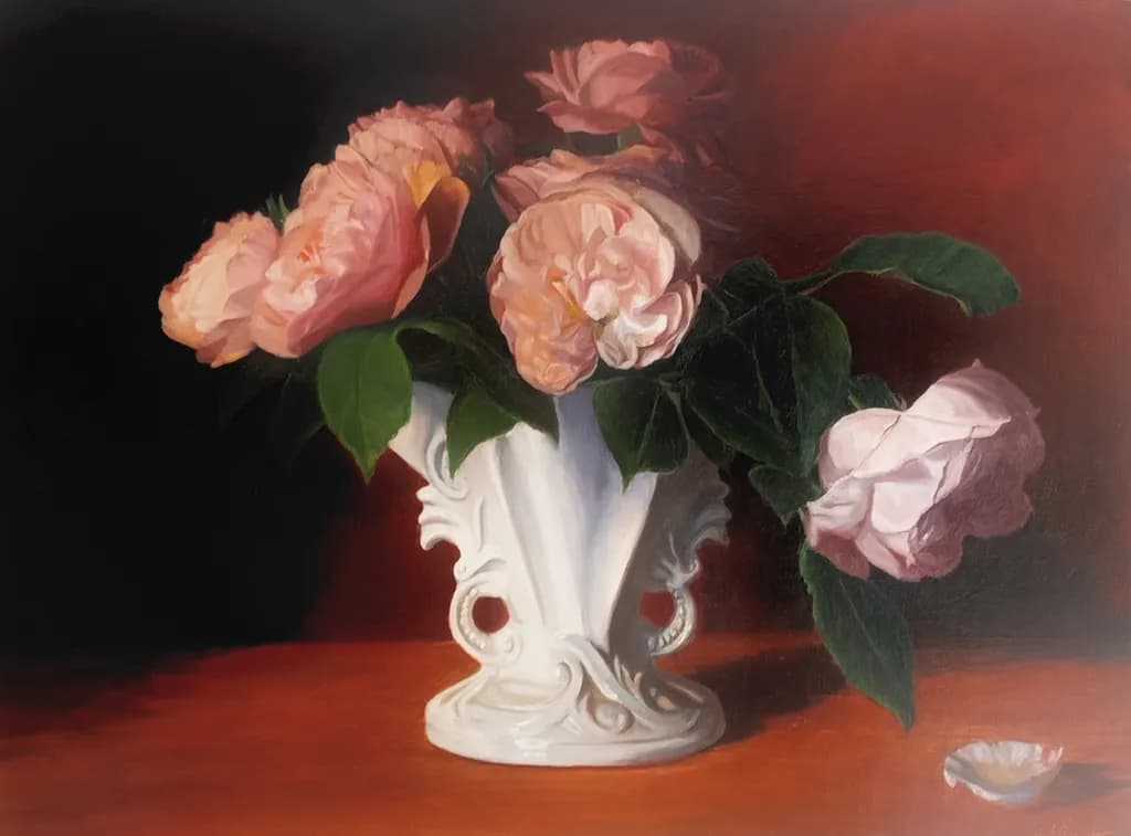 David Austin Roses in a vintage vase