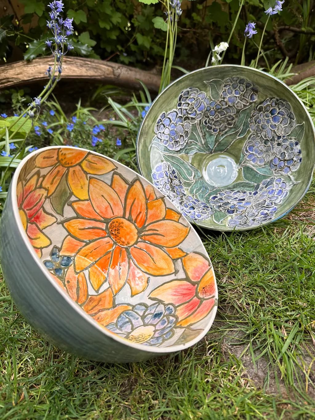 Vibrant Floral Harmony: Handcrafted Ceramic Bowls for Artful Dining and Decor