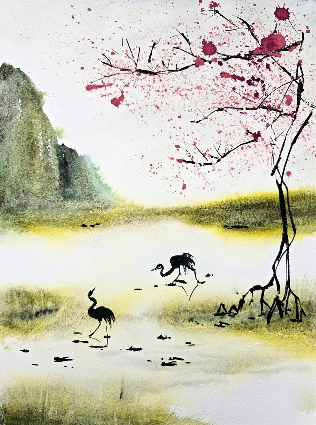Blossoms and Cranes
