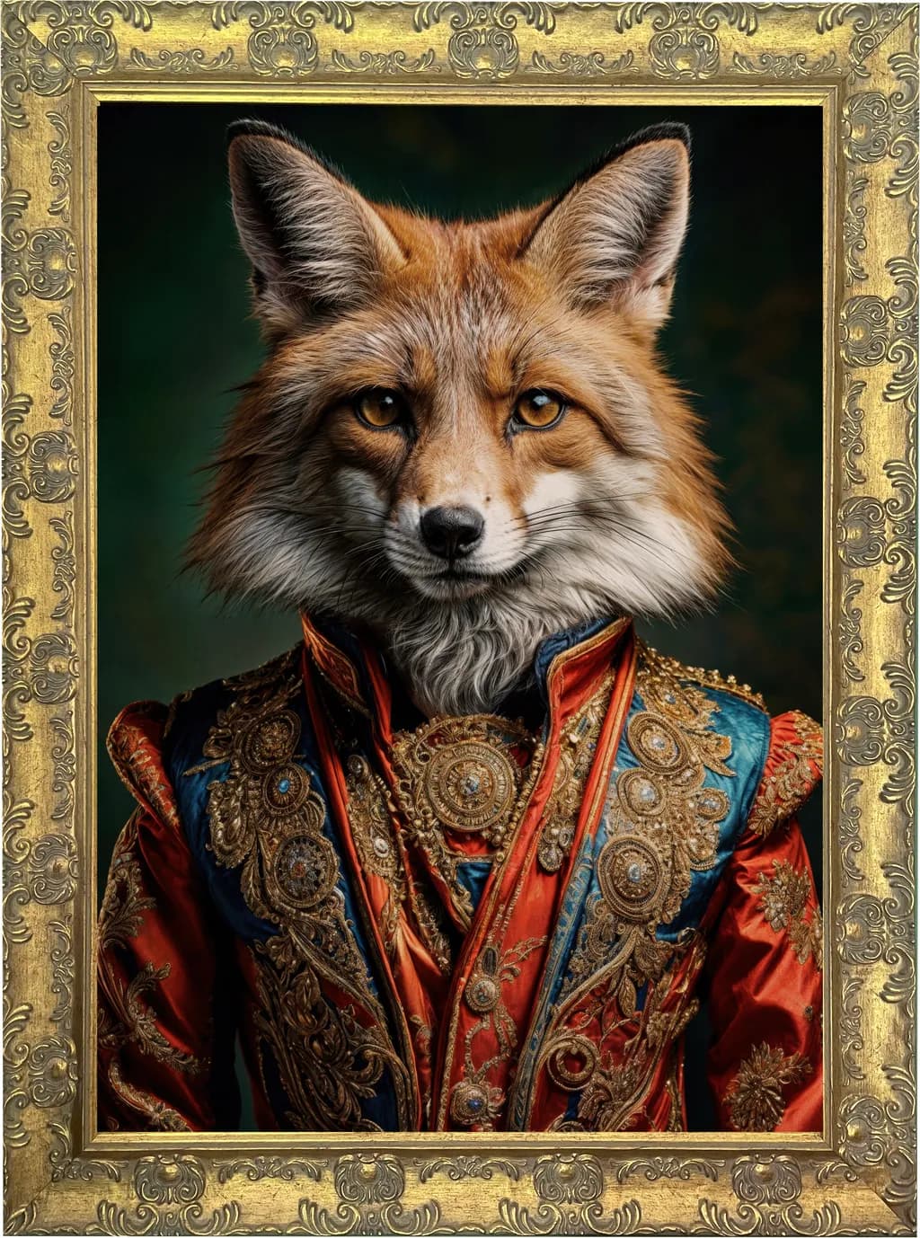 Regal Fox: A Majestic Portrait in Ornate Elegance