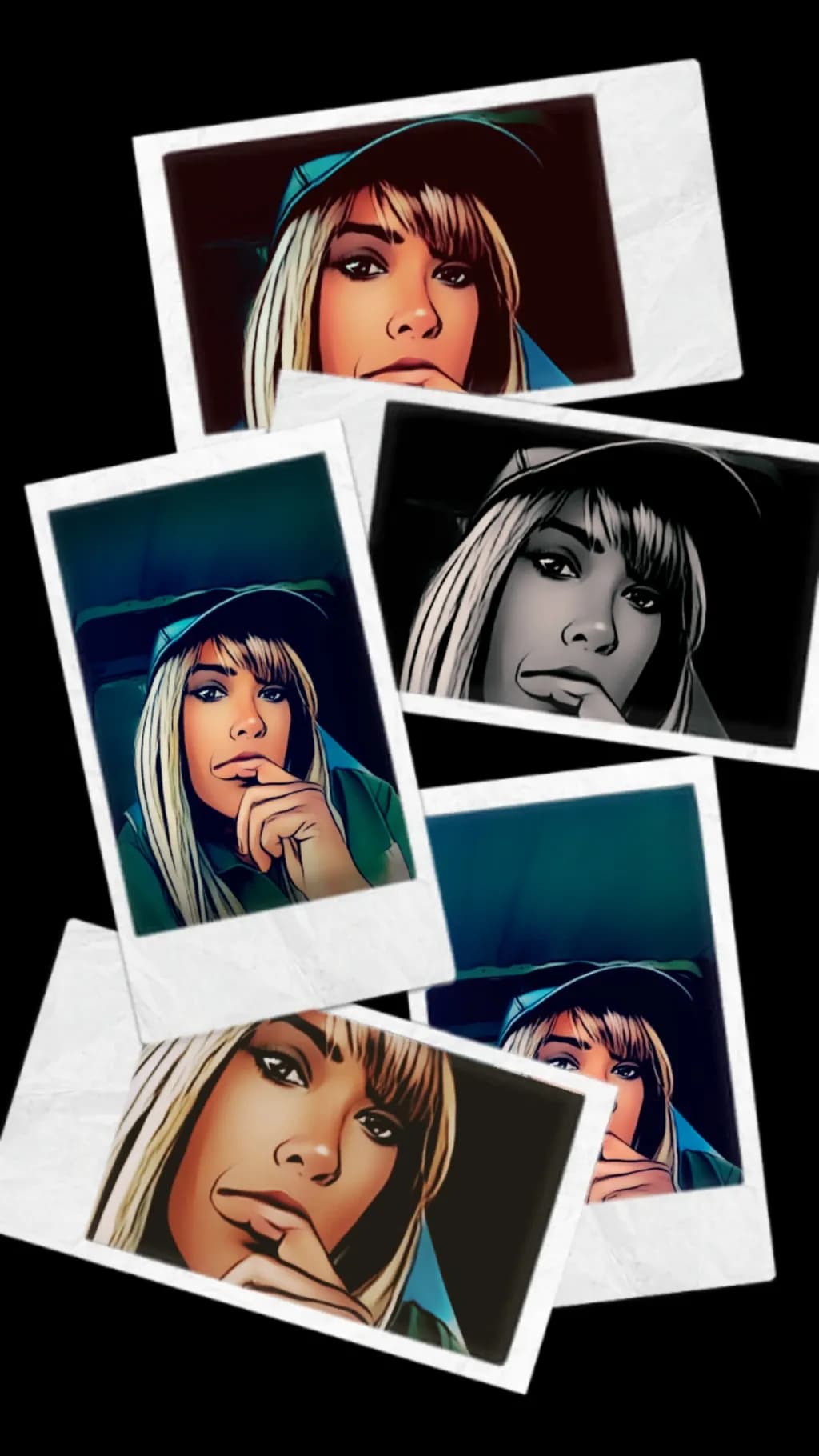 Whispers of Reflection: A Modern Portrait in Polaroid Style