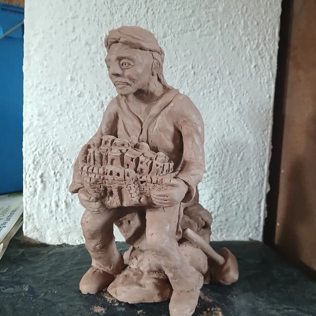 Embracing Imperfection: A Clay Sculpture of Human Resilience and Memory