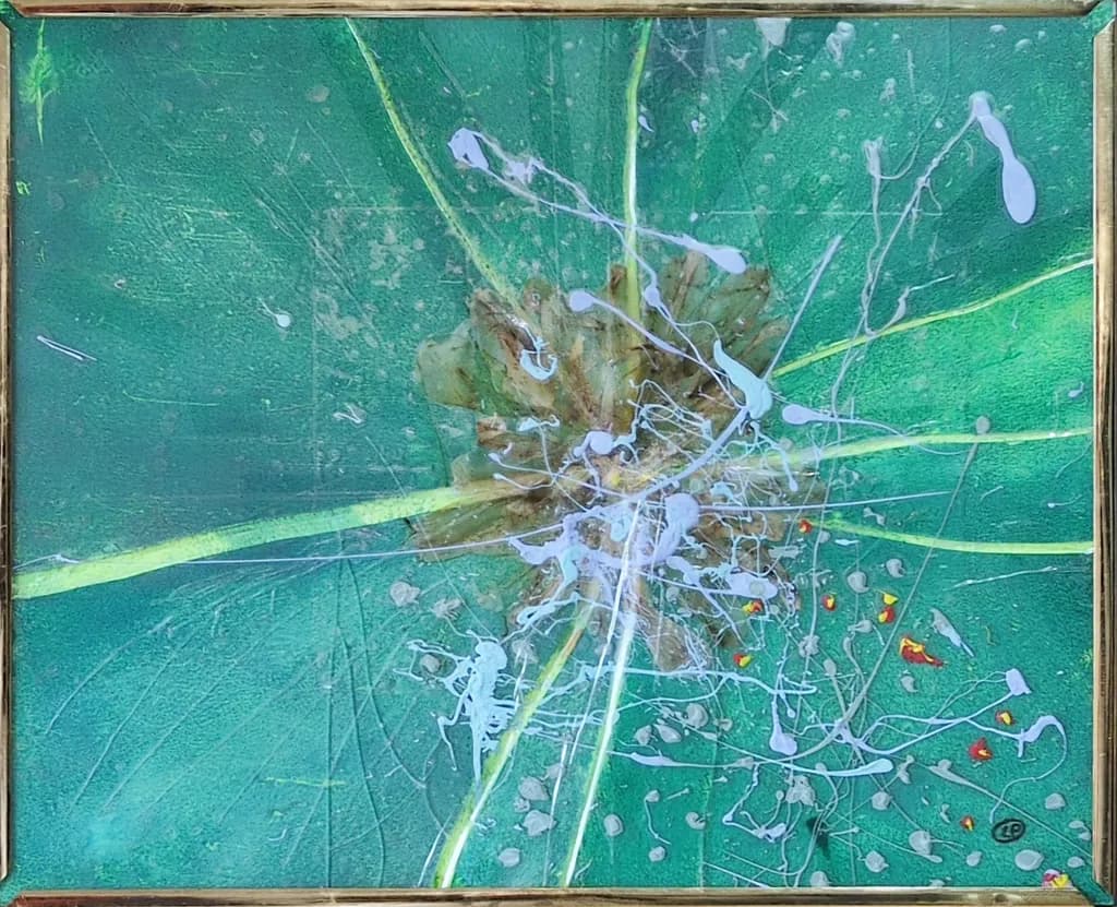 Emerald Burst: A Dance of Color and Texture in Abstract Art