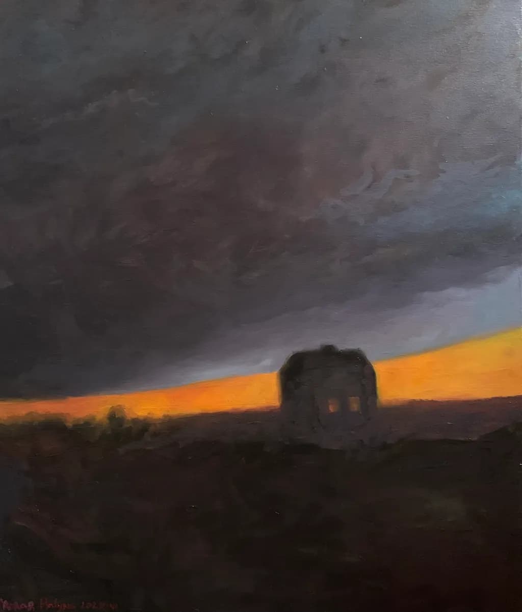 Twilight Solitude: A Stormy Landscape of Ominous Beauty