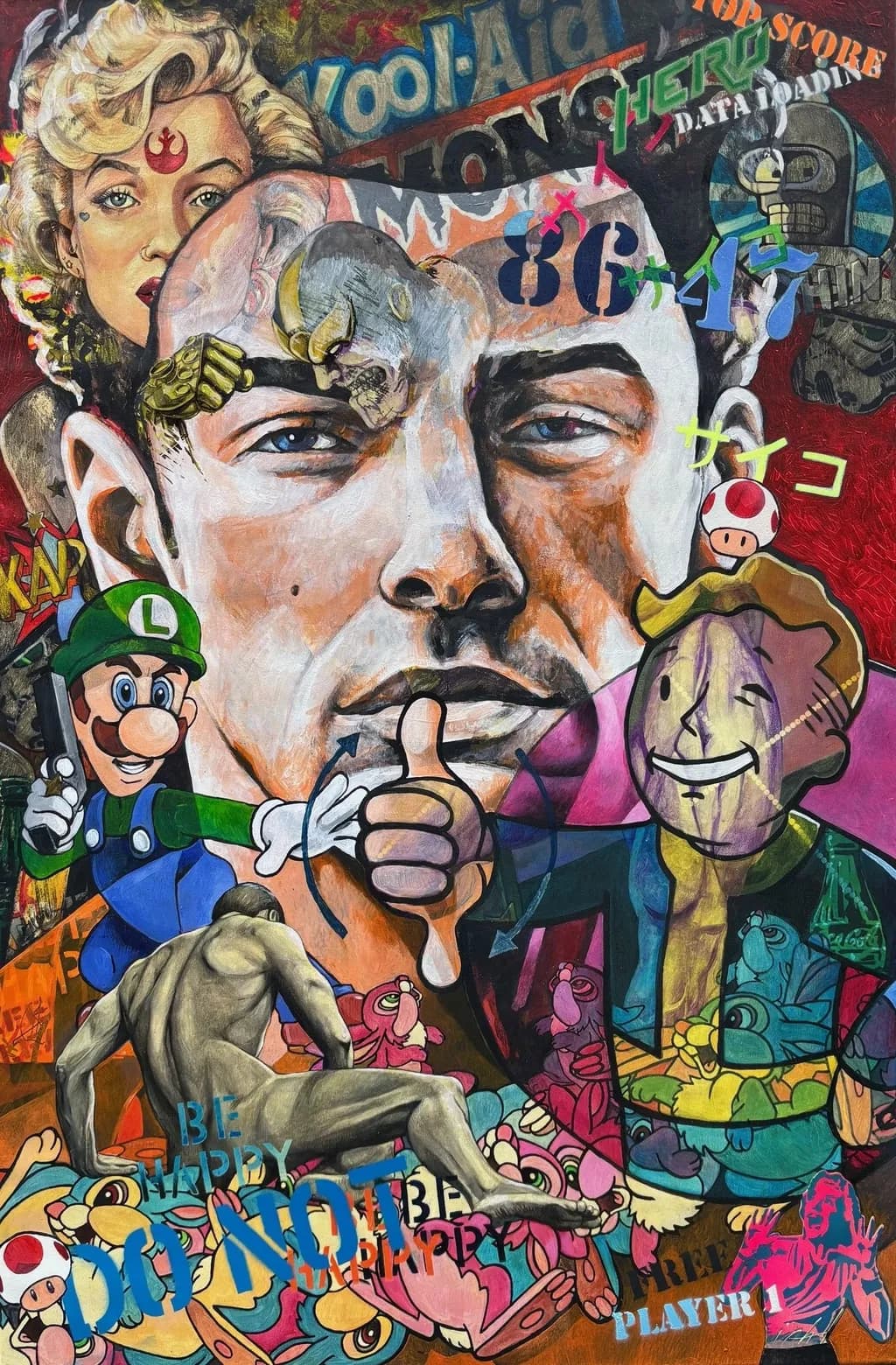 Cultural Collision: A Vibrant Tapestry of Icons and Emotions