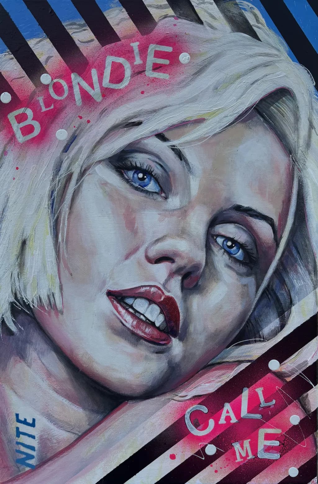 Vibrant Expressions: A Colorful Portrait of Blondie Calling for Connection