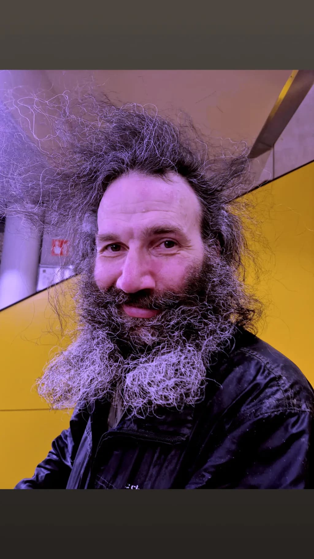 Whimsical Urban Portrait: The Quirky Charm of a Bearded Smile