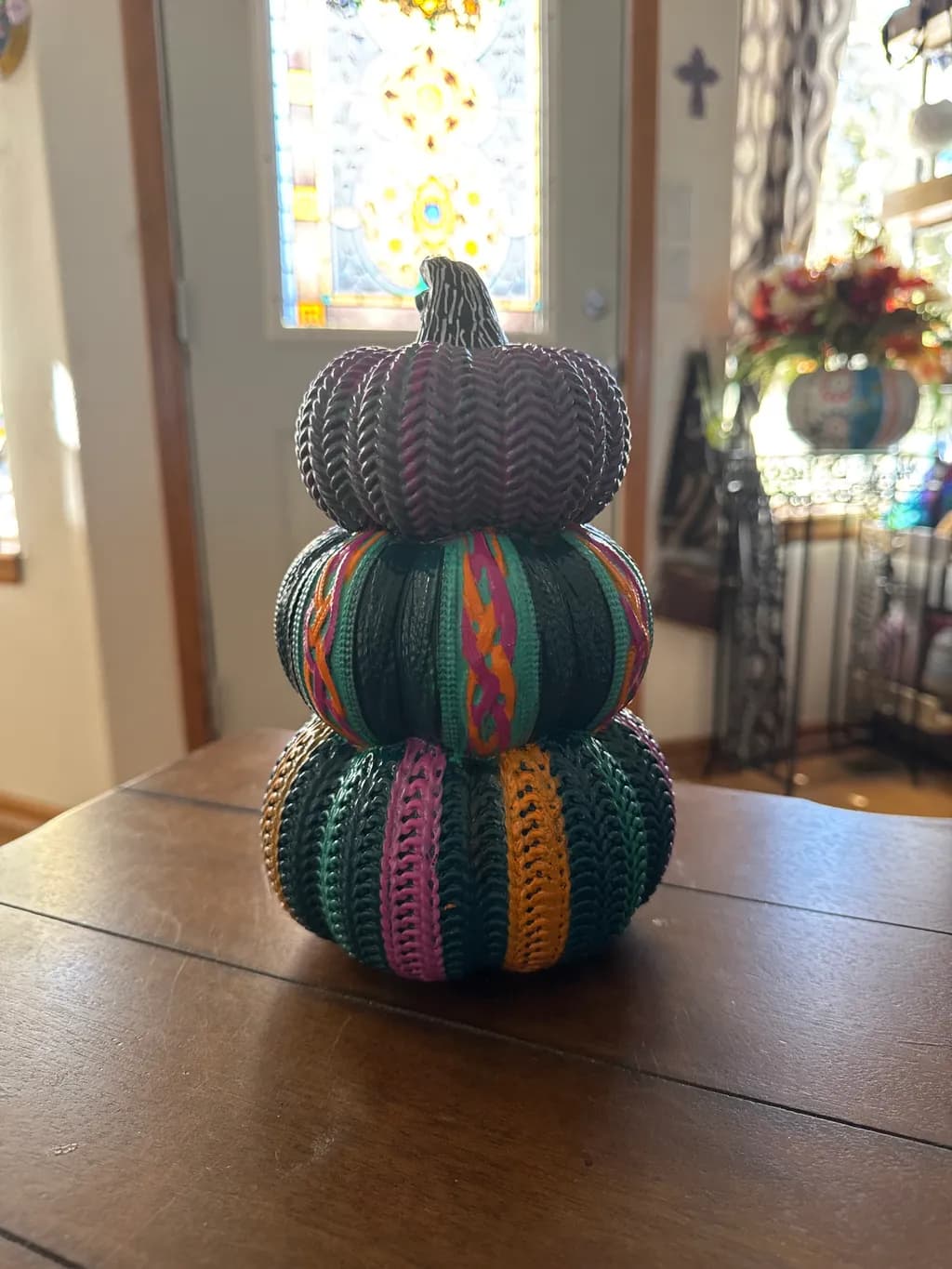 Whimsical Autumn Trio: Colorful Pumpkins to Brighten Your Home Decor