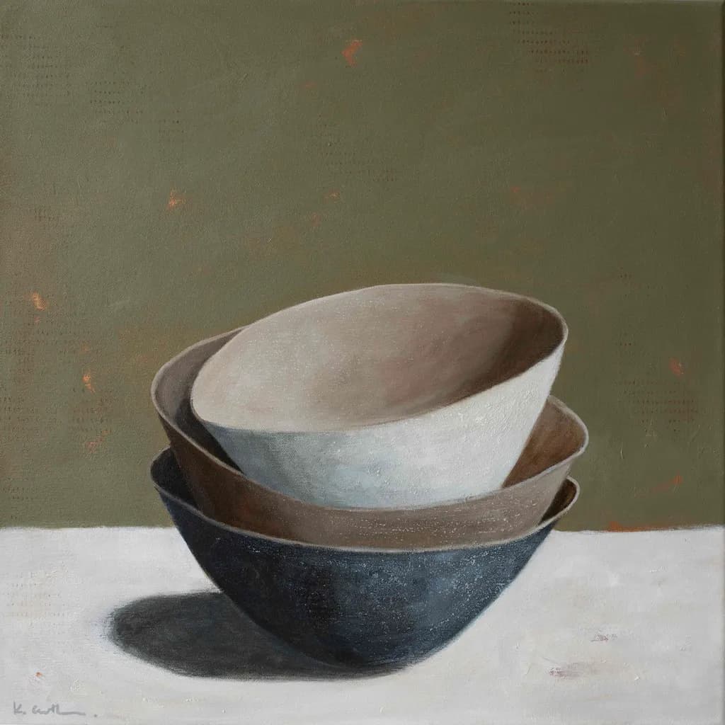 Serenity in Stacked Bowls: An Abstract Exploration of Texture and Form