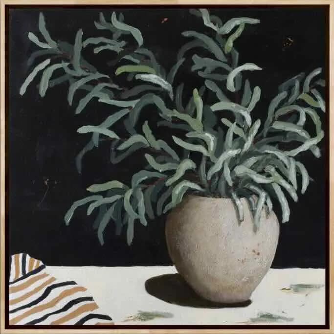 Whispers of Green: A Serene Still Life in Earthy Tones