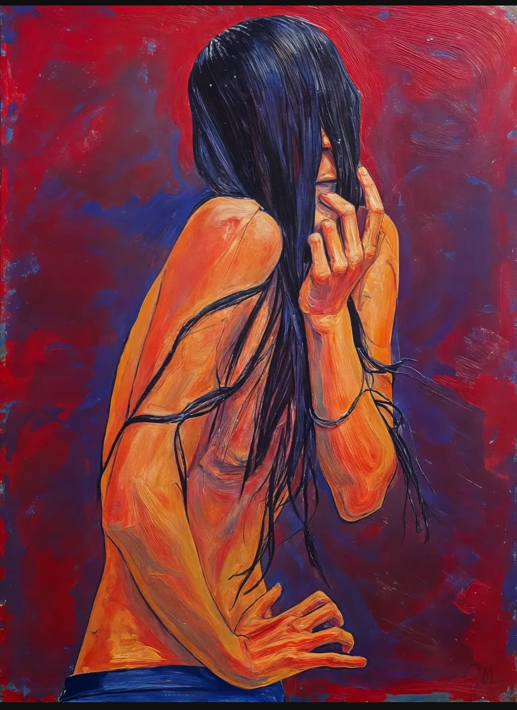 Whispers of Emotion: A Bold Exploration of Vulnerability and Strength in Colorful Expressionism