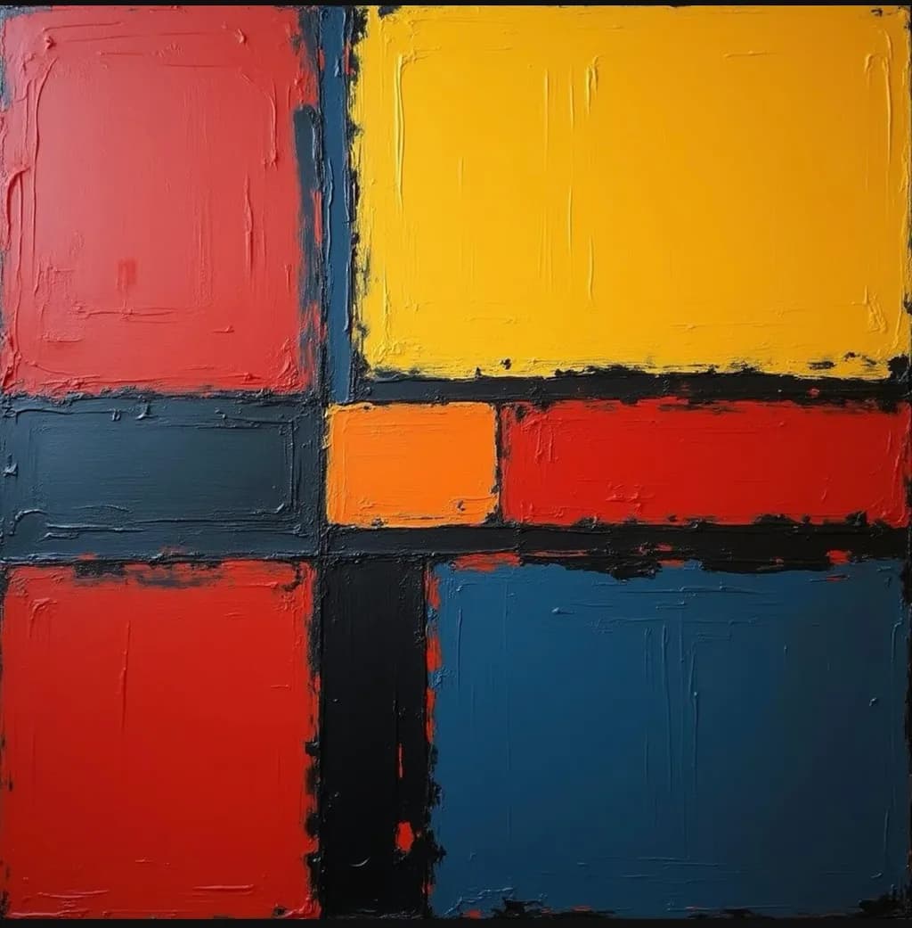 Vibrant Geometric Harmony: An Abstract Exploration of Color and Texture