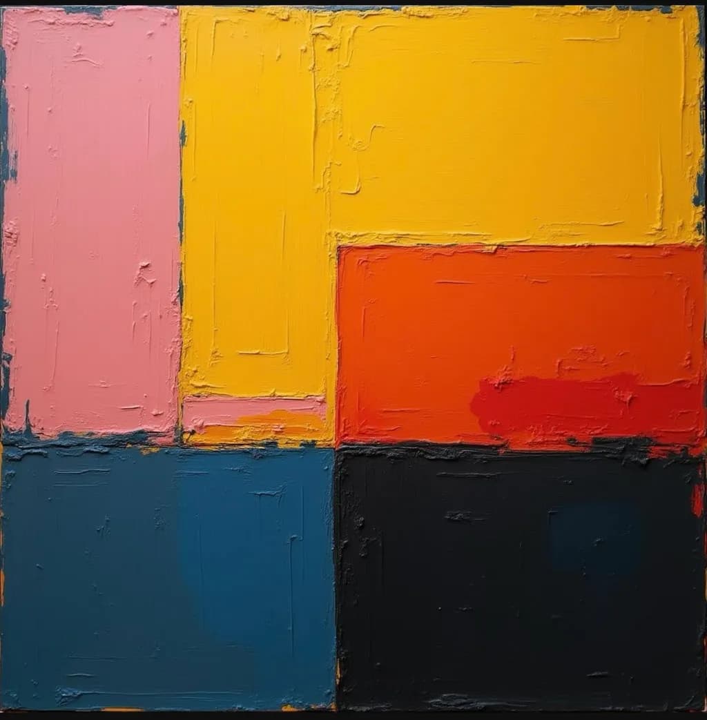 Vibrant Geometric Harmony: A Modern Abstract Exploration of Color and Texture