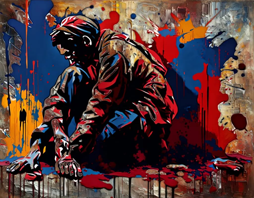 Vivid Resilience: The Struggle of the Human Spirit in Colorful Chaos