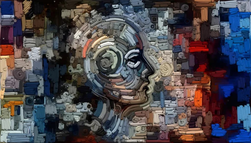 Whispers of the Mind: An Abstract Portrait in Colorful Layers
