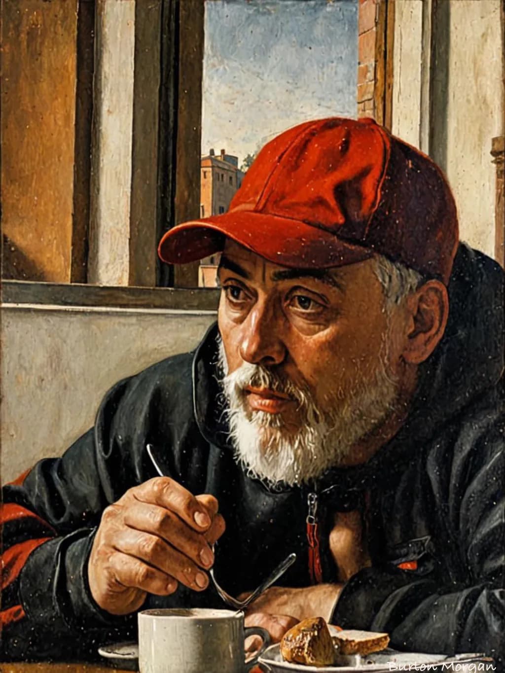 Man with Bread and Drink