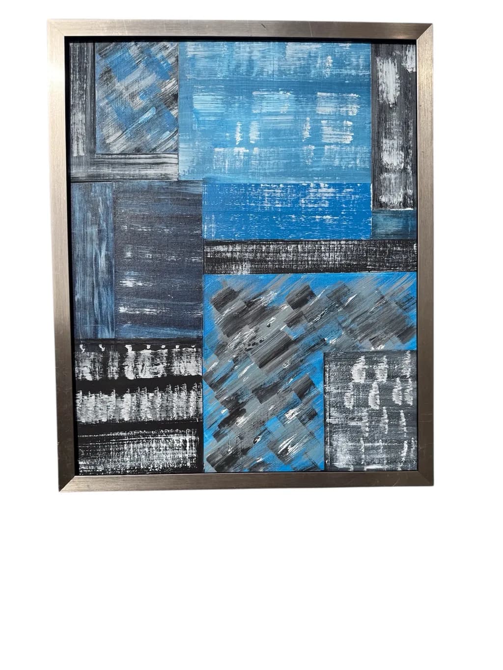 "Blue Harmony: A Contemporary Abstract Composition in Textured Layers"