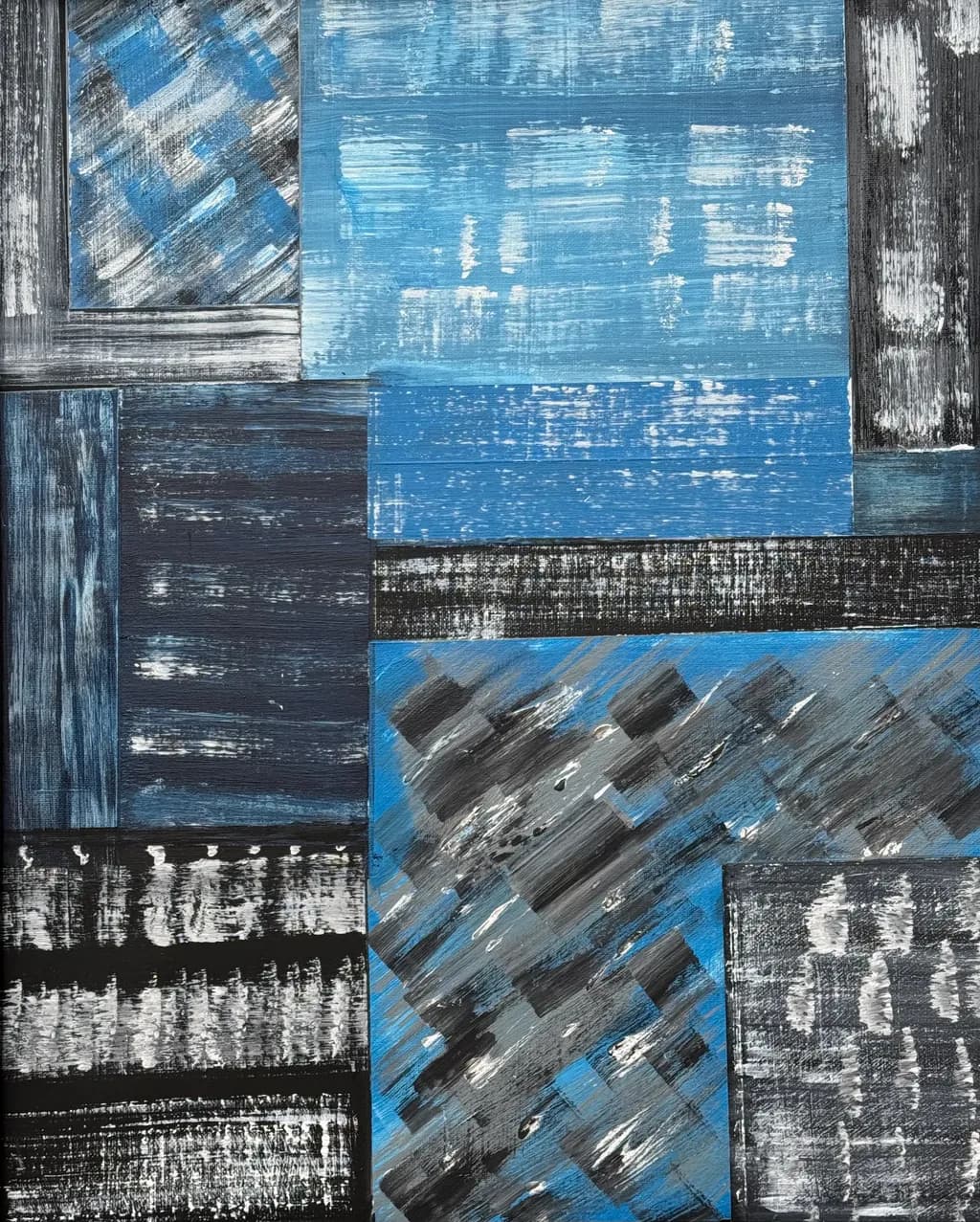 Oceanic Harmony: A Symphony of Blue and Black Textures in Abstract Art