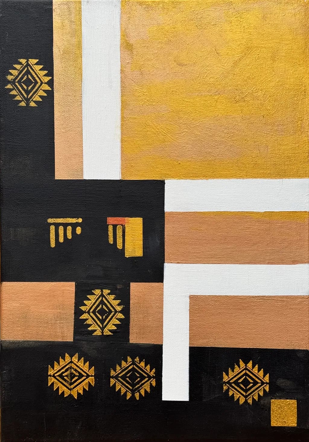 Golden Geometric Harmony: A Modern Abstract Exploration of Color and Form