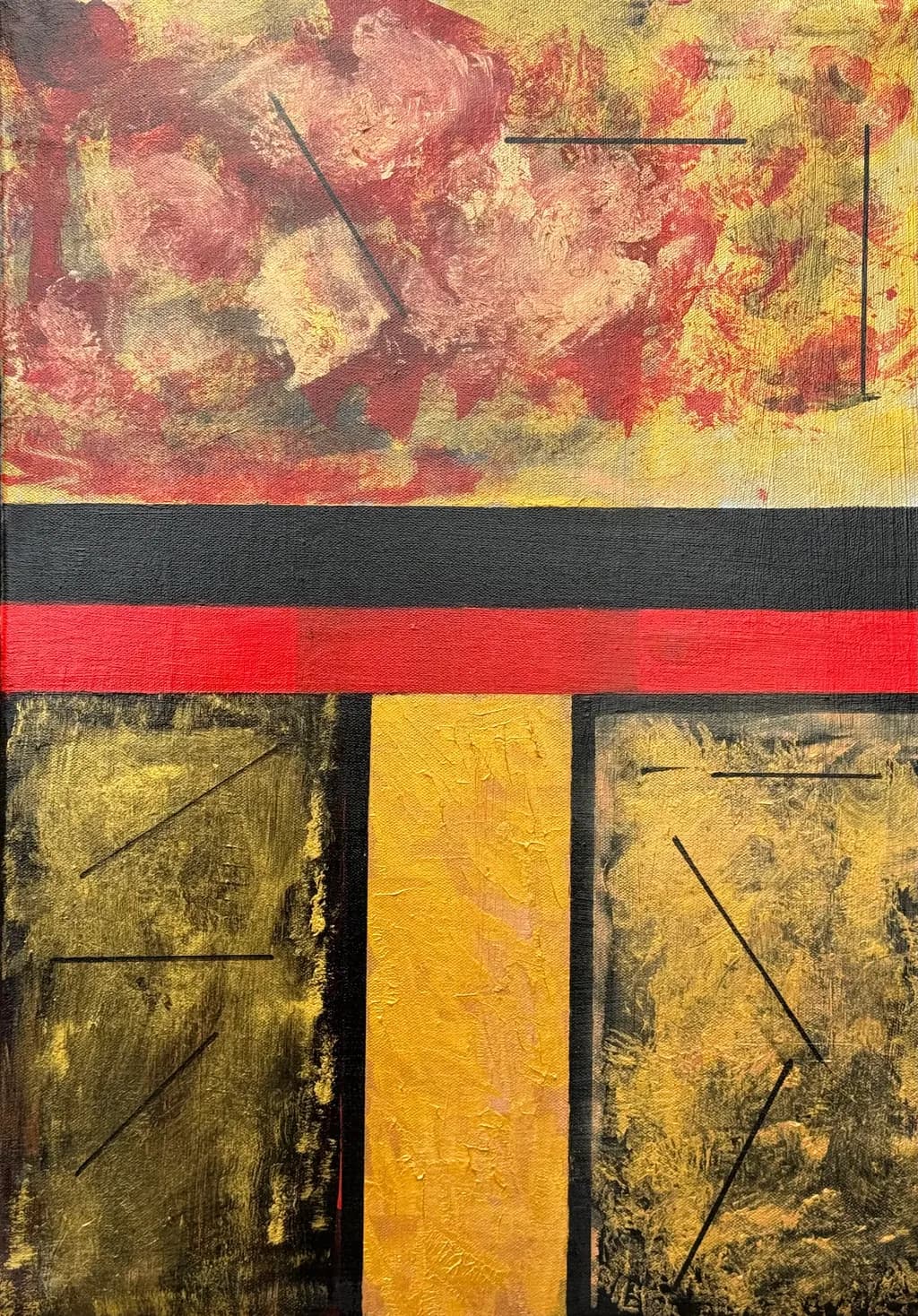 Vibrant Geometric Harmony: An Abstract Exploration of Color and Texture
