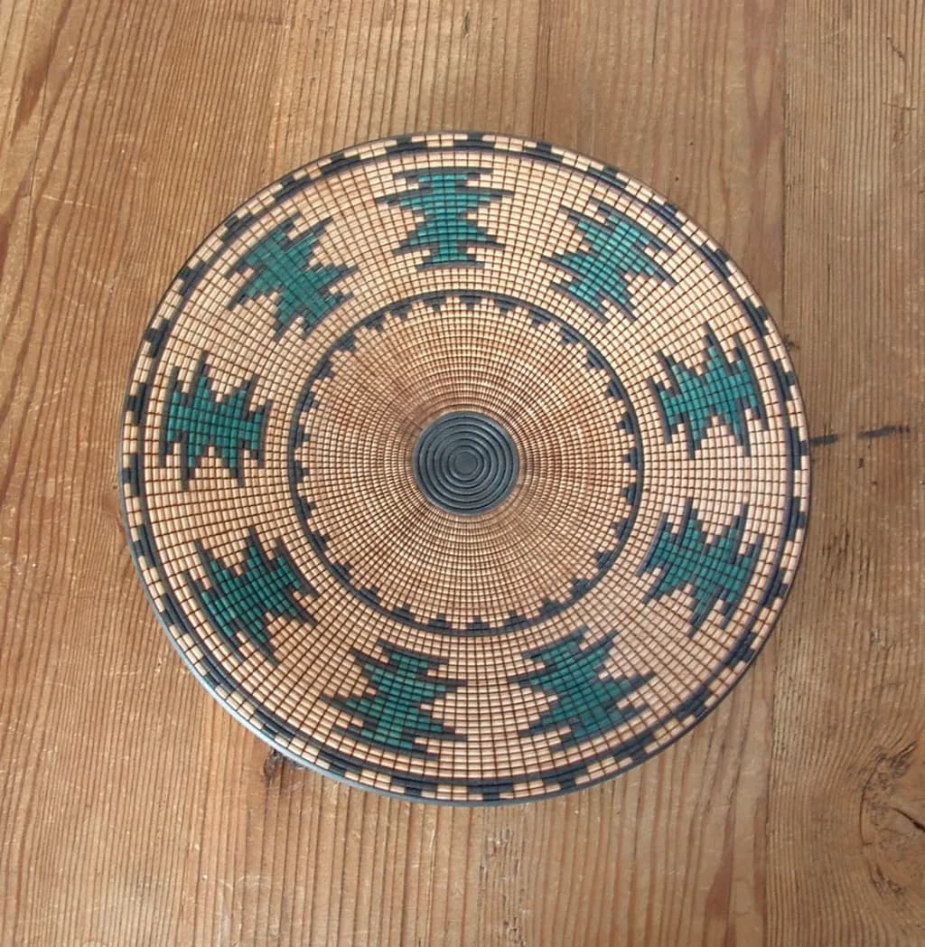 Handcrafted Woven Decorative Bowl with Traditional Patterns and Vibrant Colors