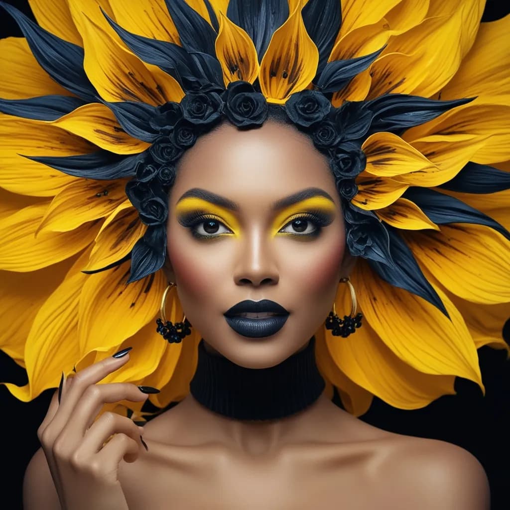 Radiant Bloom: A Striking Fusion of Floral Elegance and Bold Beauty