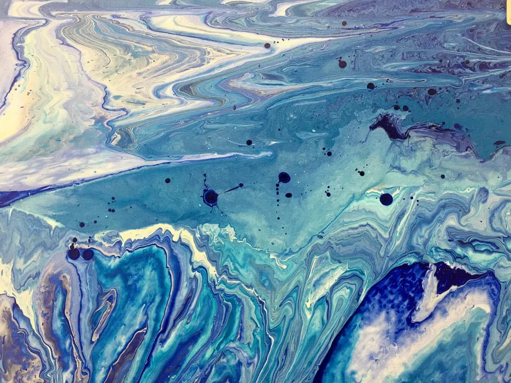 Oceanic Whispers: A Dance of Blues and Turquoise in Abstract Harmony