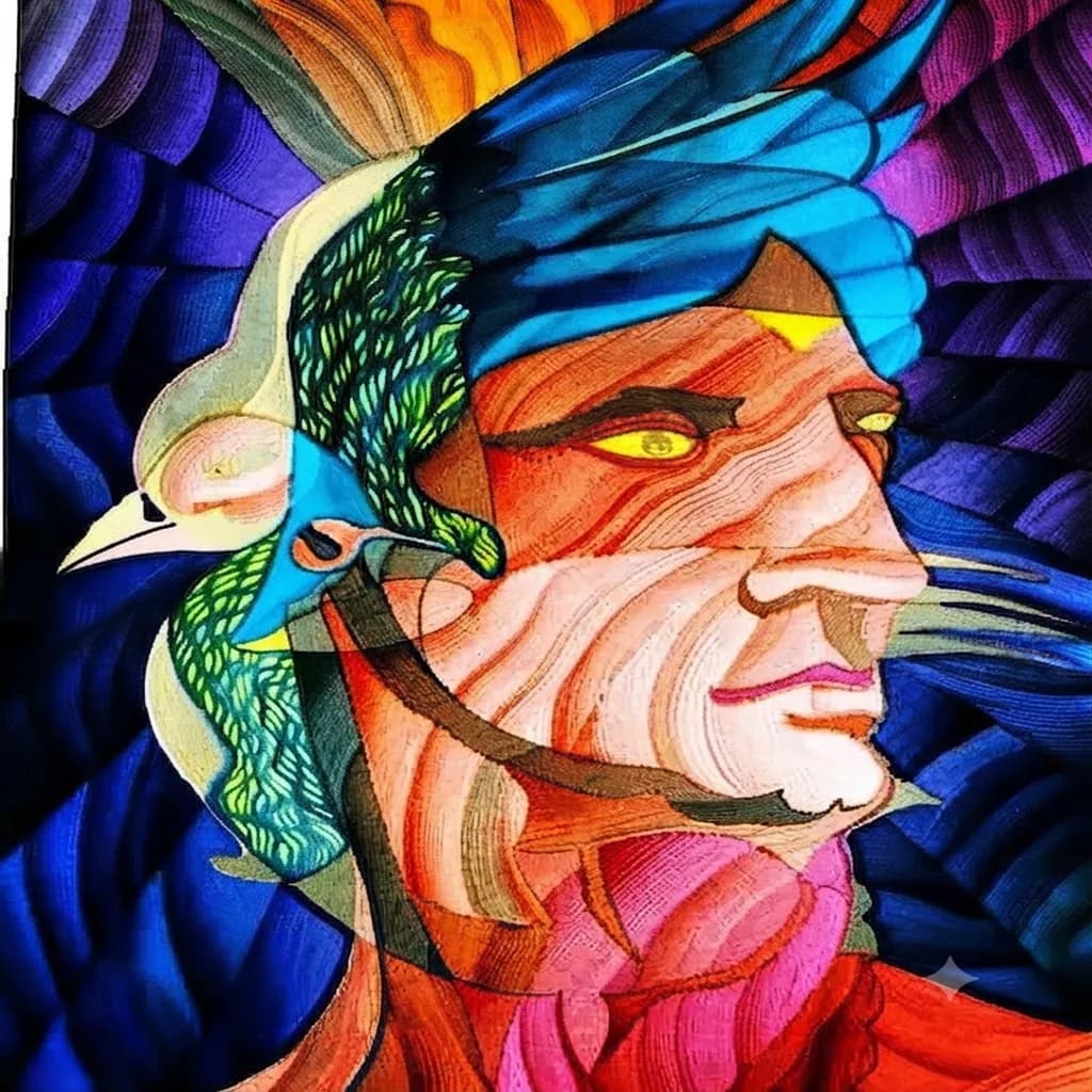 Blue Feathered Portrait