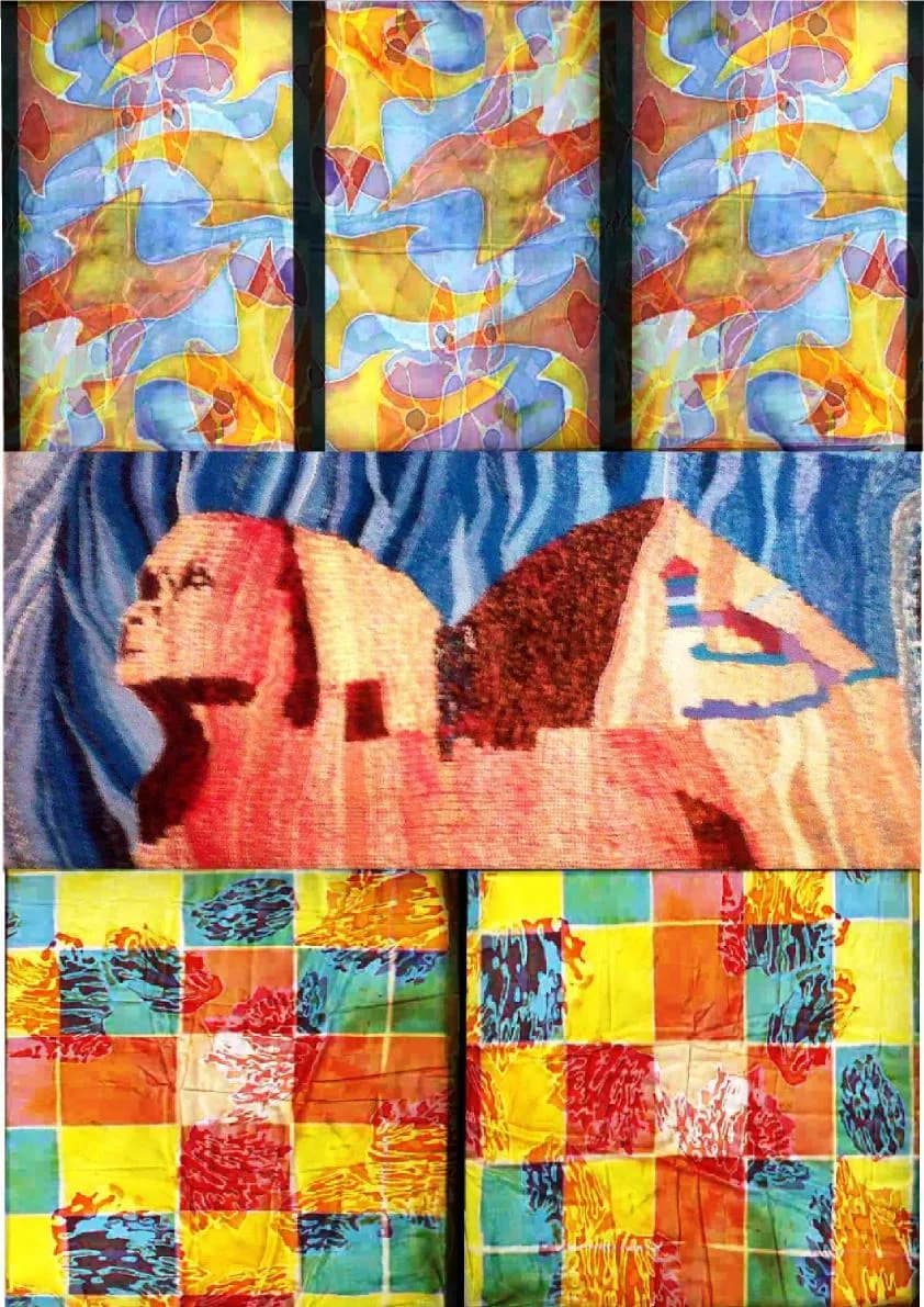 Vibrant Geometric Tapestry: A Colorful Journey Through Abstract Textiles