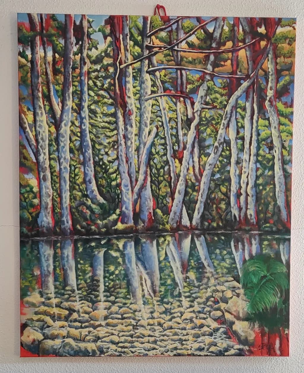 Whispers of Nature: A Vibrant Reflection of Trees and Water