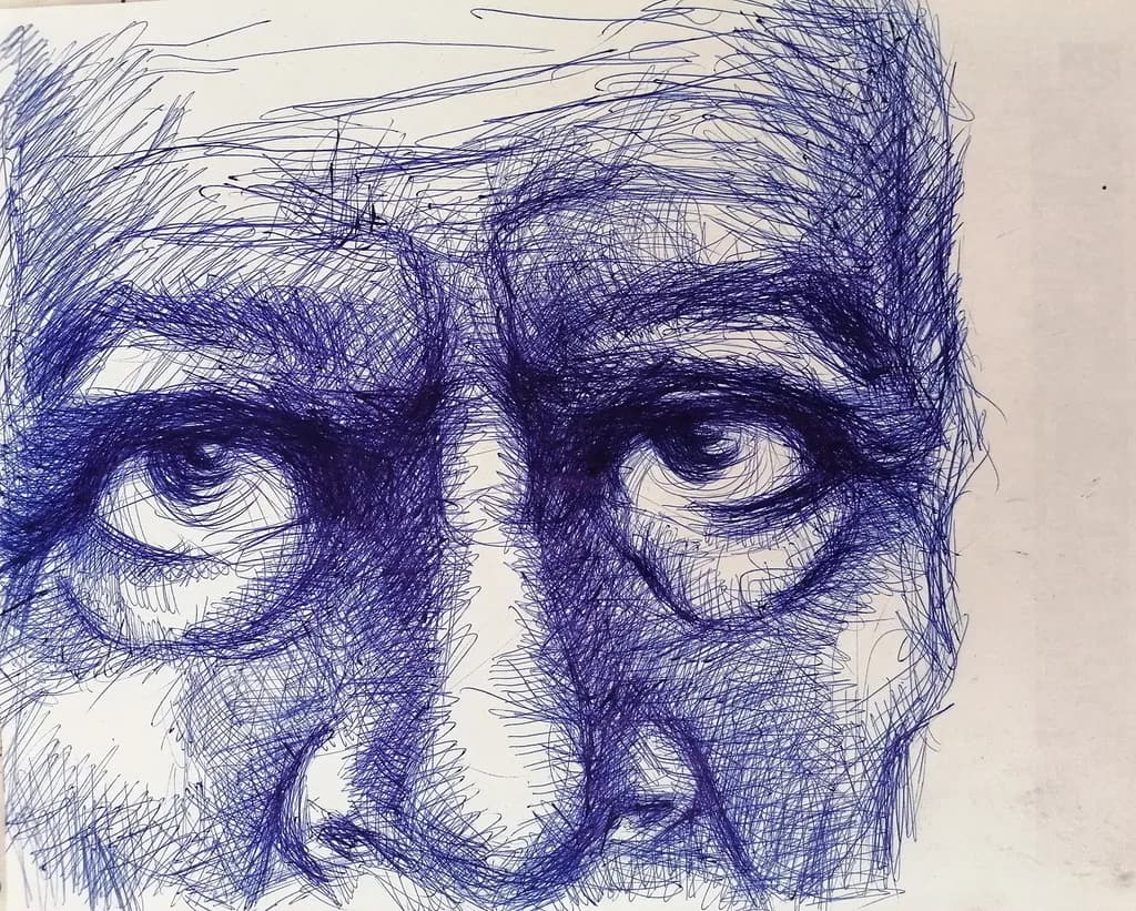 Intense Gaze: A Deep Dive into the Human Soul Through Ink Lines