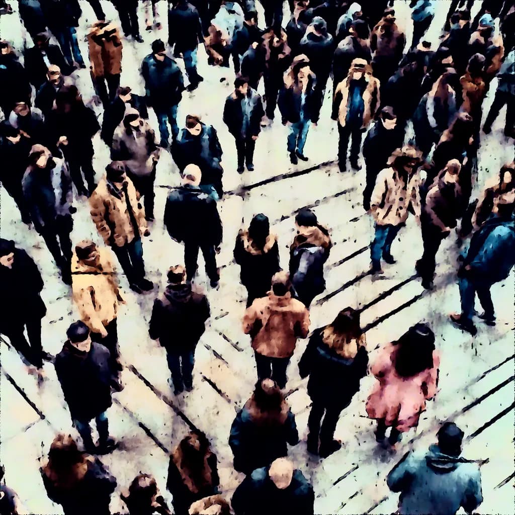 Urban Symphony: A Dance of Shadows and Light in the Crowd
