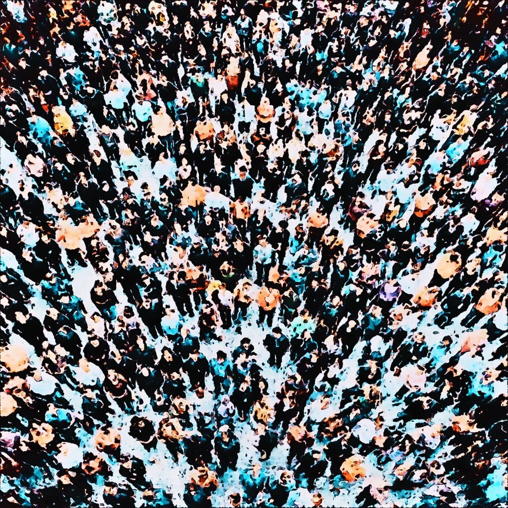 Vibrant Tapestry of Humanity: Aerial View of a Diverse Crowd