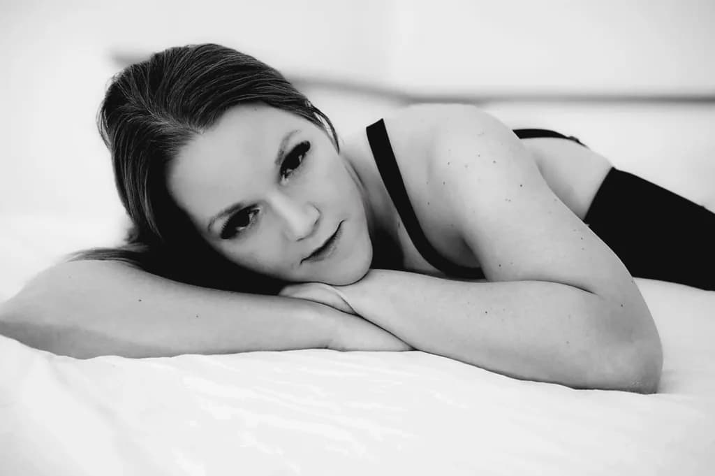 Whispers of Serenity: A Black and White Portrait of Intimacy and Grace