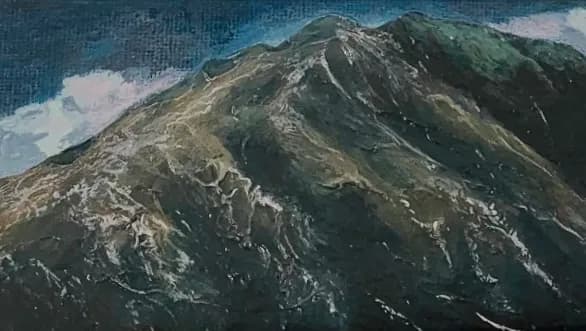 Majestic Mountain Majesty: A Dramatic Landscape of Earthy Textures and Clouds