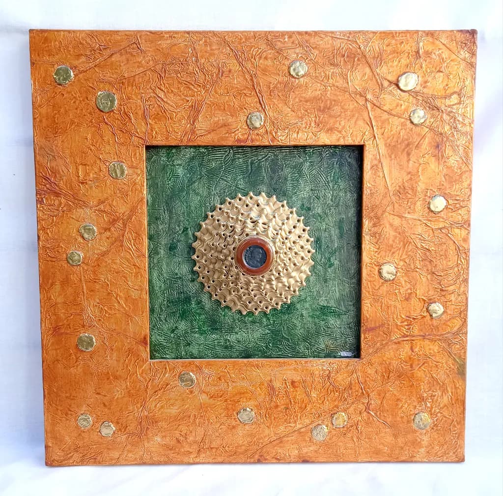 Golden Whirl: A Textured Journey Through Color and Form