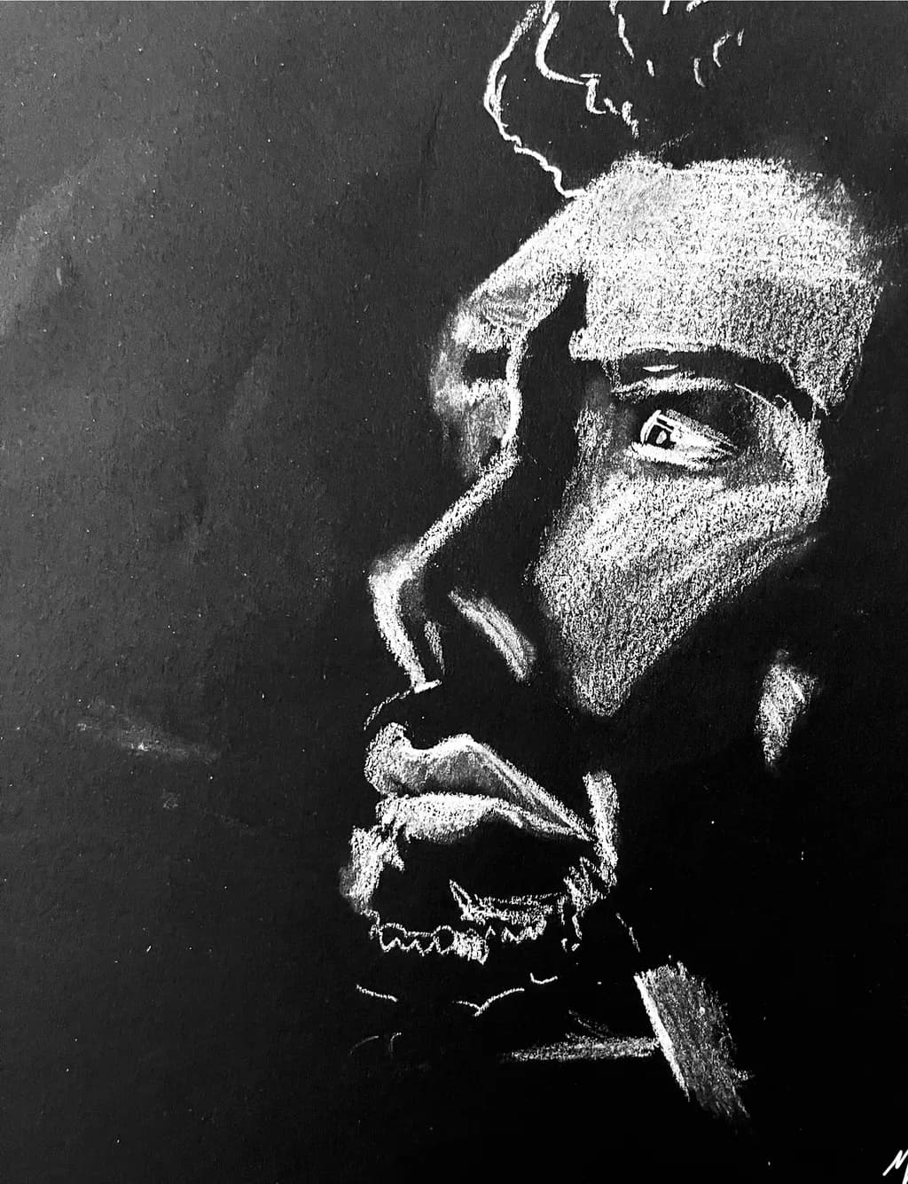 Whispers of Shadow: A Monochrome Portrait in Charcoal and Light