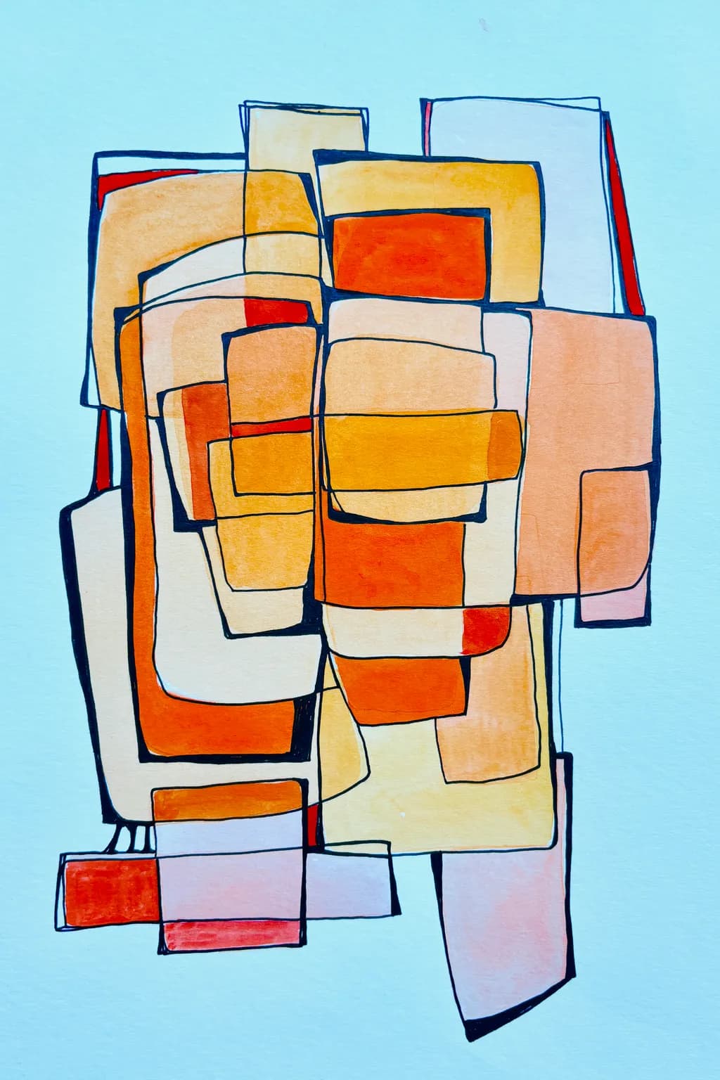 Vibrant Geometric Harmony: A Dance of Warm Tones and Shapes