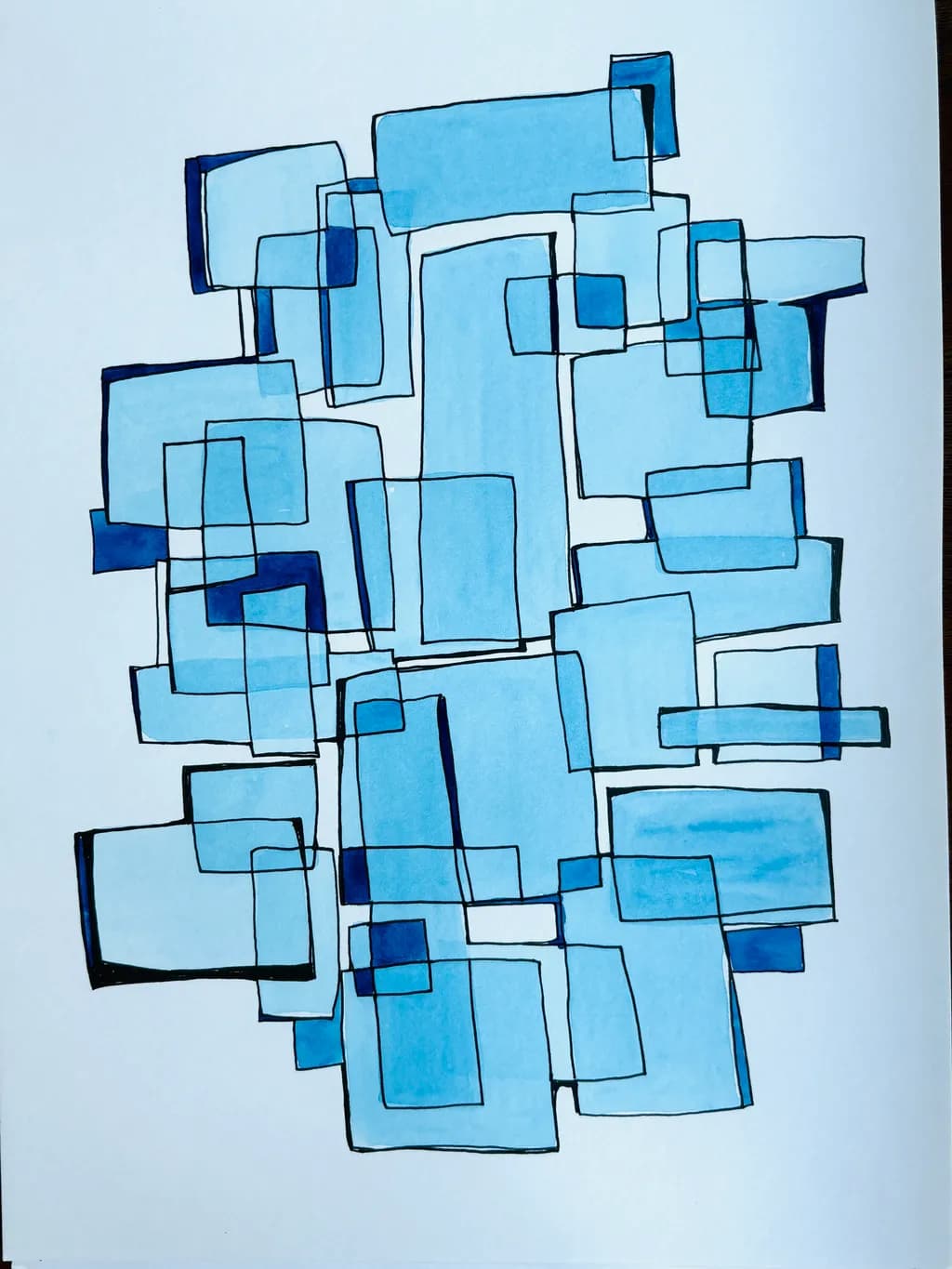 Blue Geometric Harmony: A Dance of Shapes and Shades in Tranquil Tones
