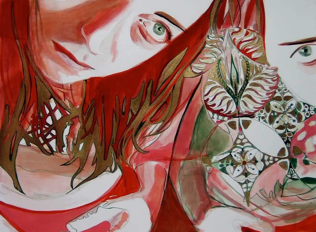 Emotive Whispers: A Colorful Abstract Portrait of Floral Dreams