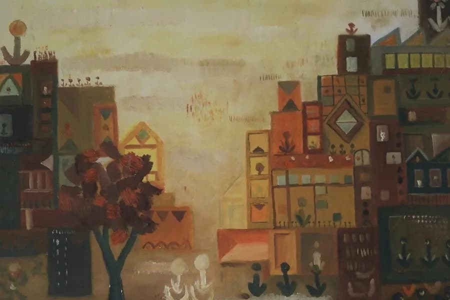 Urban Harmony: A Colorful Abstract Landscape of Geometric Dreams