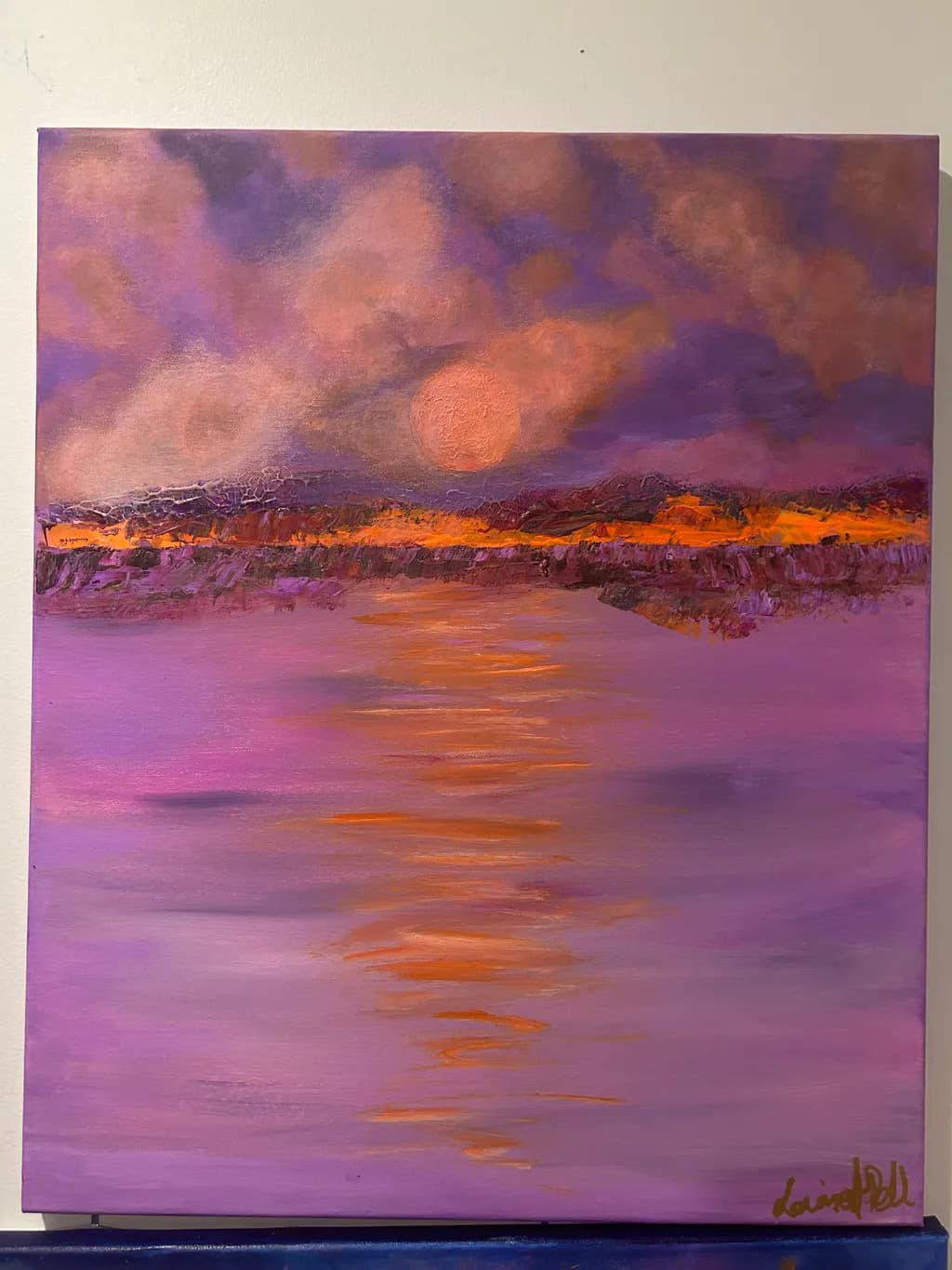 Whispers of Twilight: A Serene Sunset Reflection in Purple and Gold